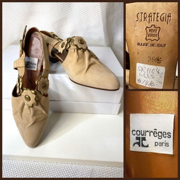 RARE Vintage André Courrèges starategia mule sling backs sandals size 36  5 USA - Picture 2 of 10